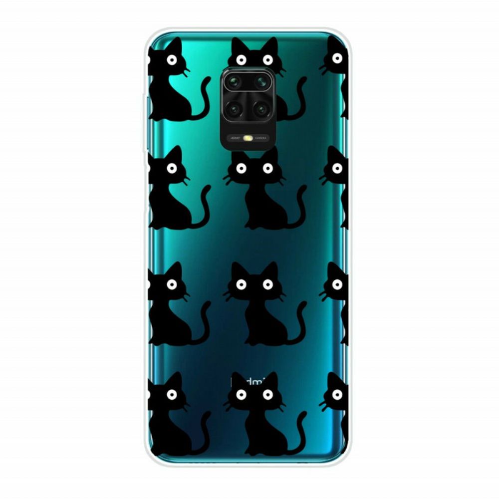Hoesje voor Xiaomi Redmi Note 9S / Note 9 Pro Meerdere Zwarte Katten
