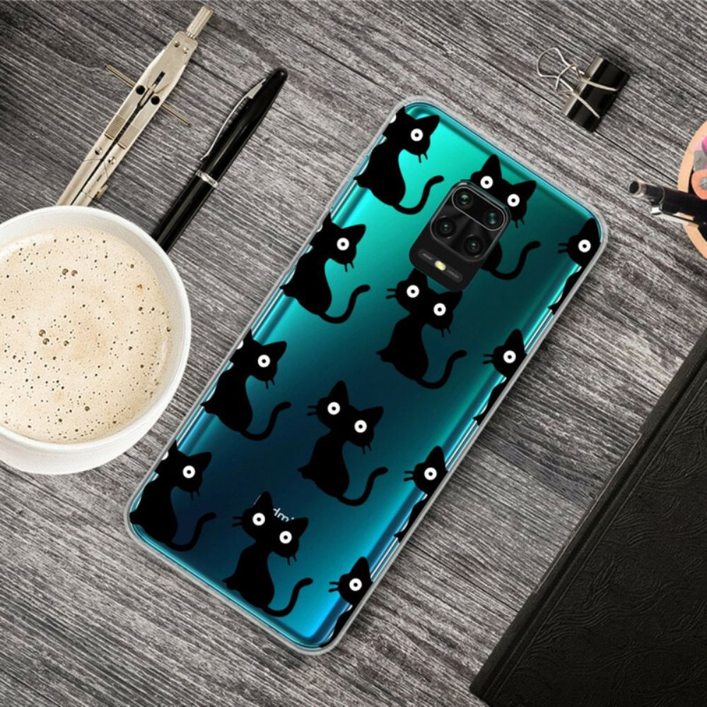 Hoesje voor Xiaomi Redmi Note 9S / Note 9 Pro Meerdere Zwarte Katten