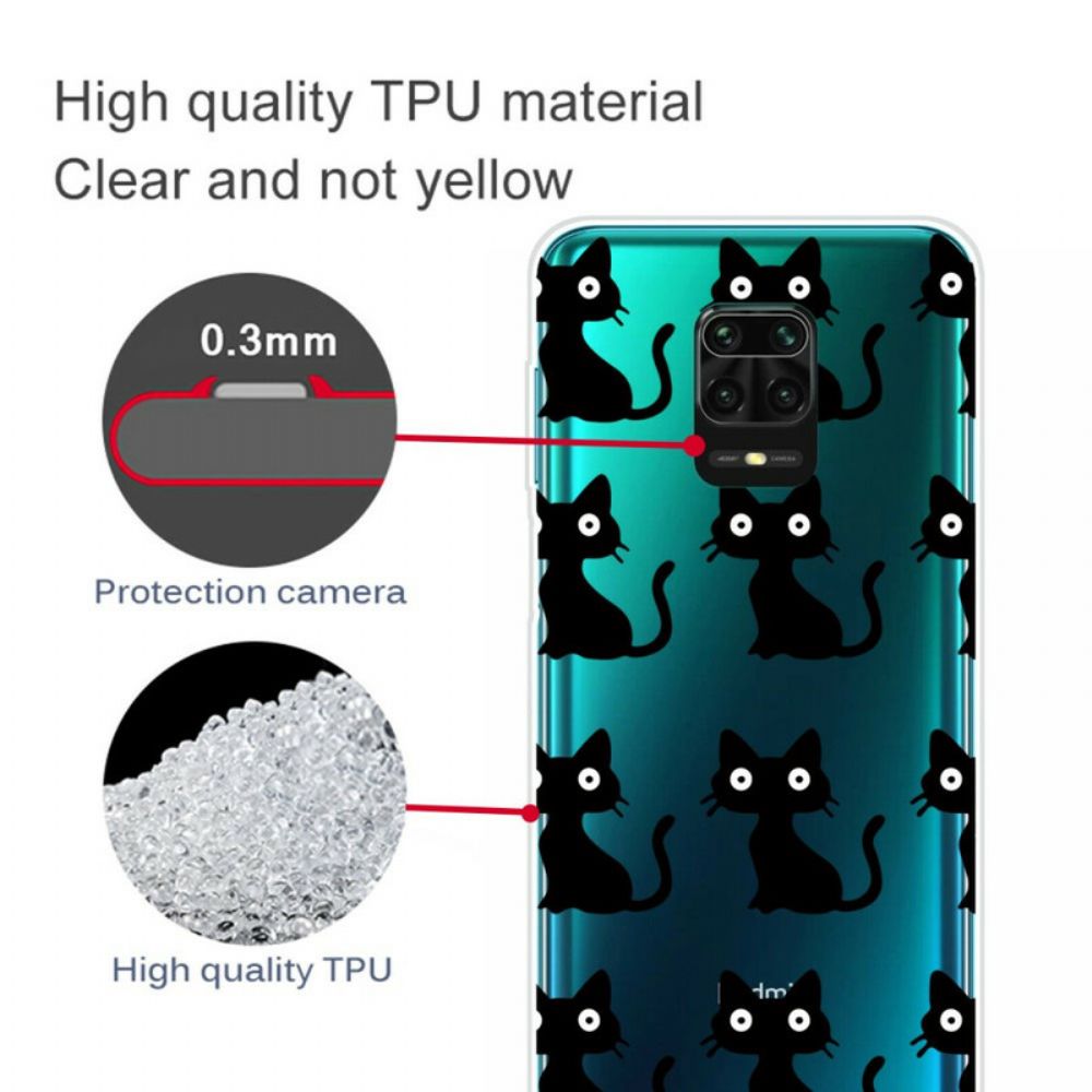 Hoesje voor Xiaomi Redmi Note 9S / Note 9 Pro Meerdere Zwarte Katten
