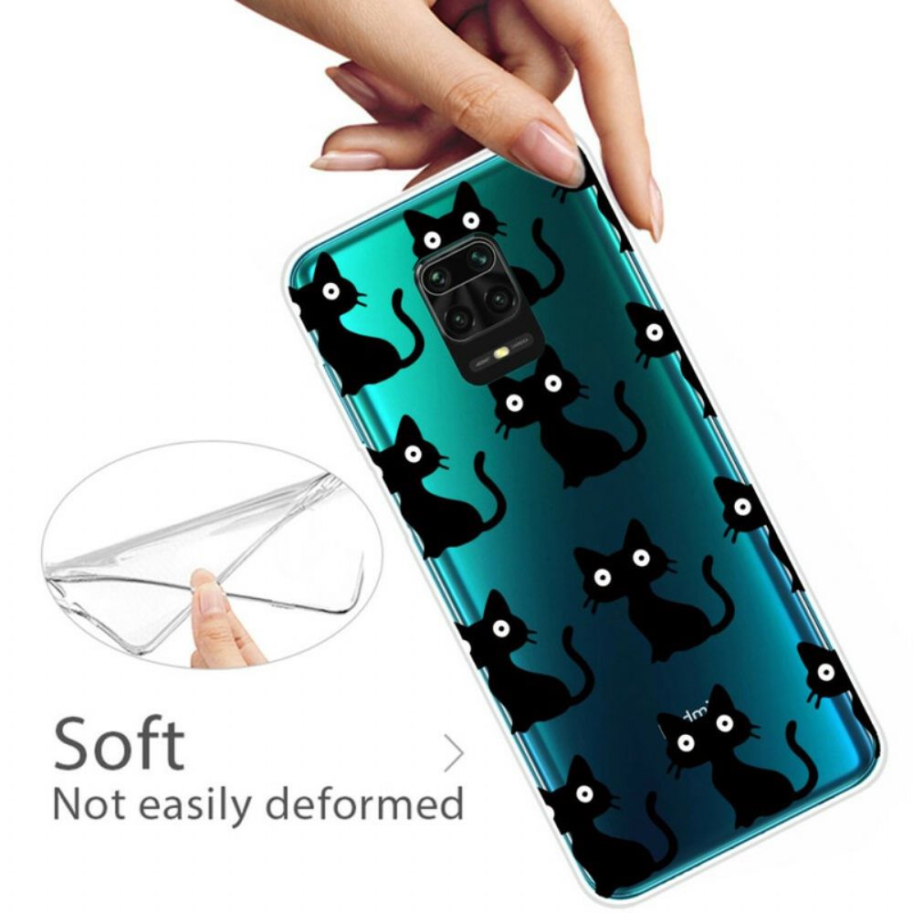 Hoesje voor Xiaomi Redmi Note 9S / Note 9 Pro Meerdere Zwarte Katten