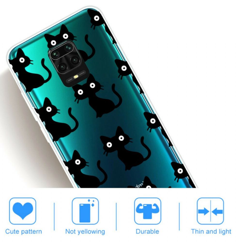 Hoesje voor Xiaomi Redmi Note 9S / Note 9 Pro Meerdere Zwarte Katten