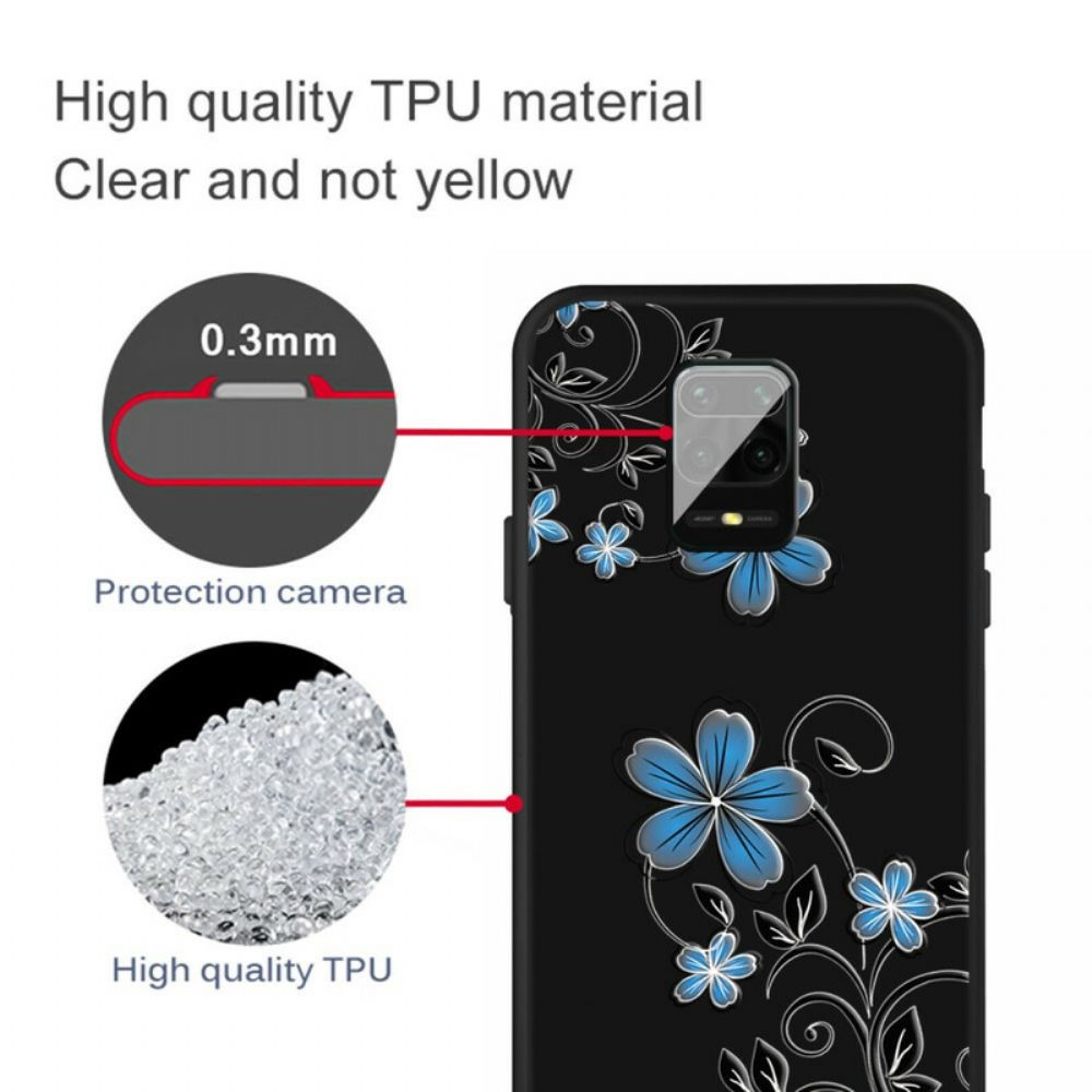 Telefoonhoesje voor Xiaomi Redmi Note 9S / Note 9 Pro Blauwe Bloemen