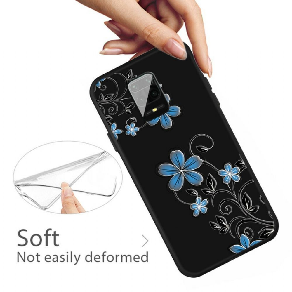 Telefoonhoesje voor Xiaomi Redmi Note 9S / Note 9 Pro Blauwe Bloemen