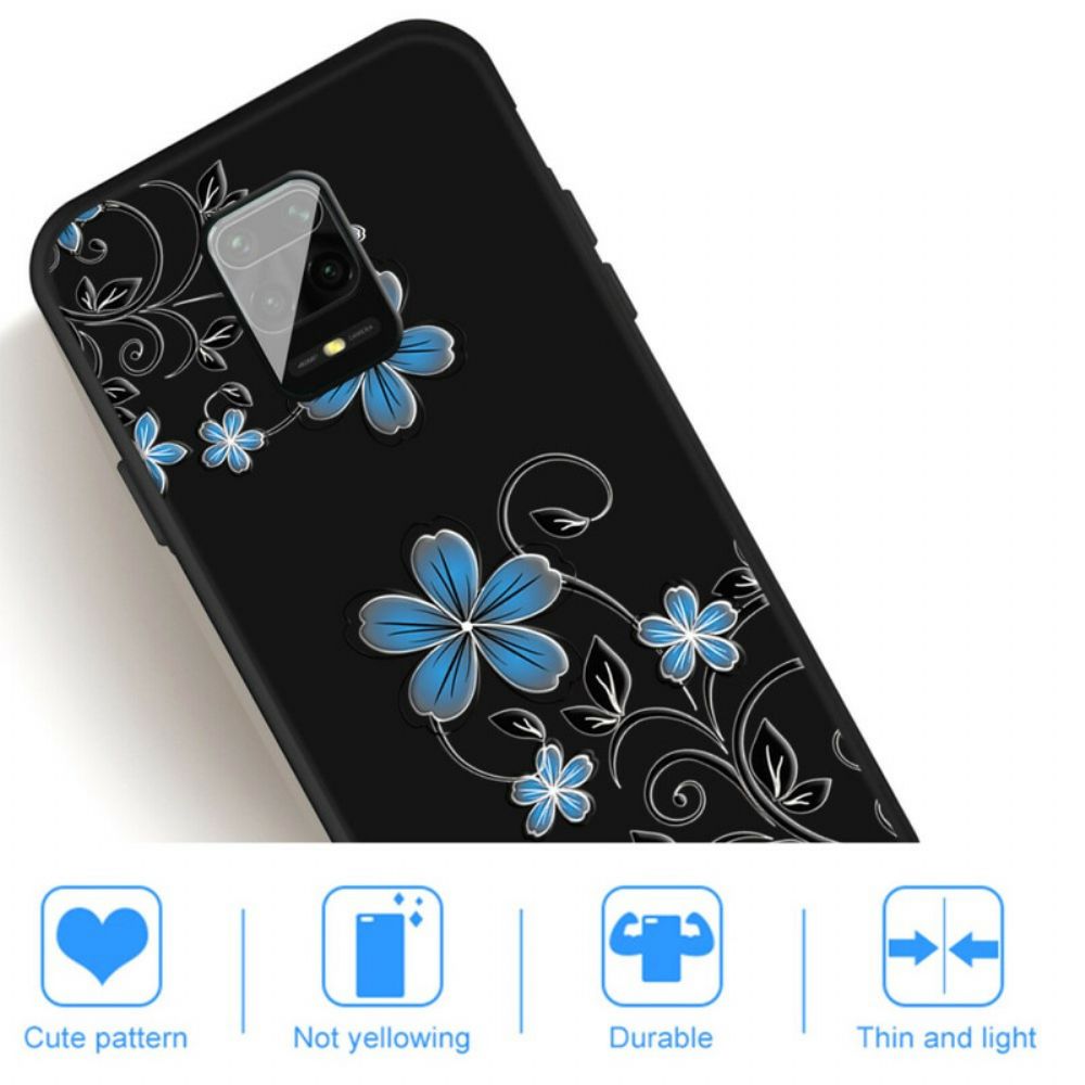 Telefoonhoesje voor Xiaomi Redmi Note 9S / Note 9 Pro Blauwe Bloemen