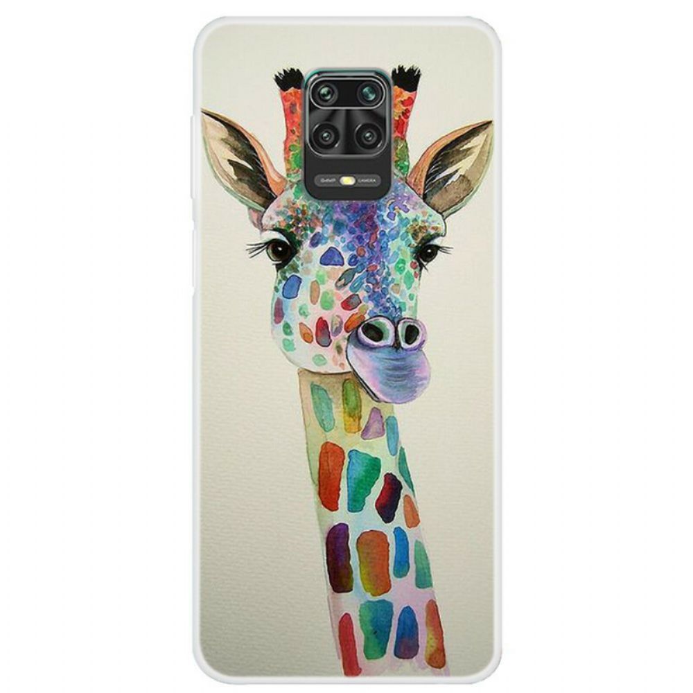 Telefoonhoesje voor Xiaomi Redmi Note 9S / Note 9 Pro Kleurrijke Giraf