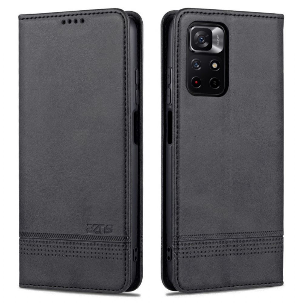 Bescherming Hoesje voor Poco M4 Pro 5G Folio-hoesje Azns Lederen Stijl