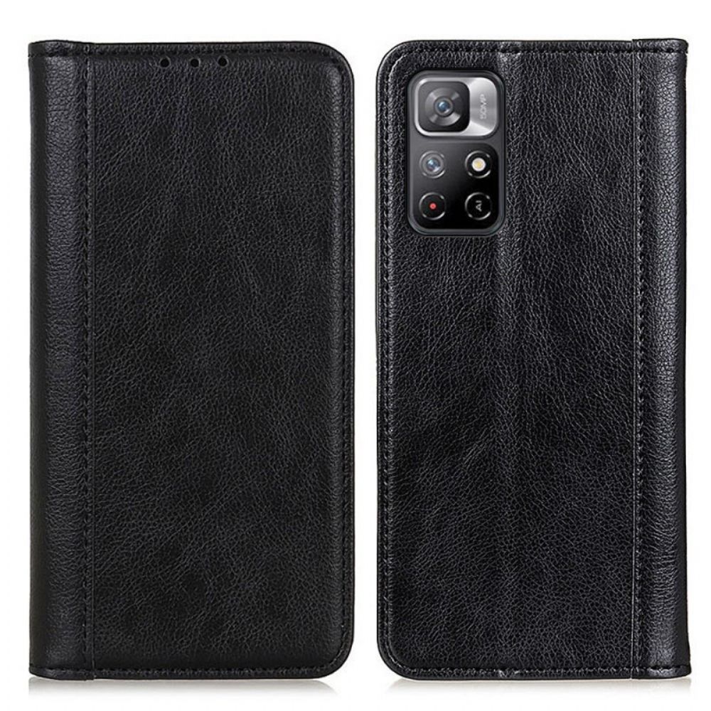 Bescherming Hoesje voor Poco M4 Pro 5G Folio-hoesje Elegance Split Litchi Leer