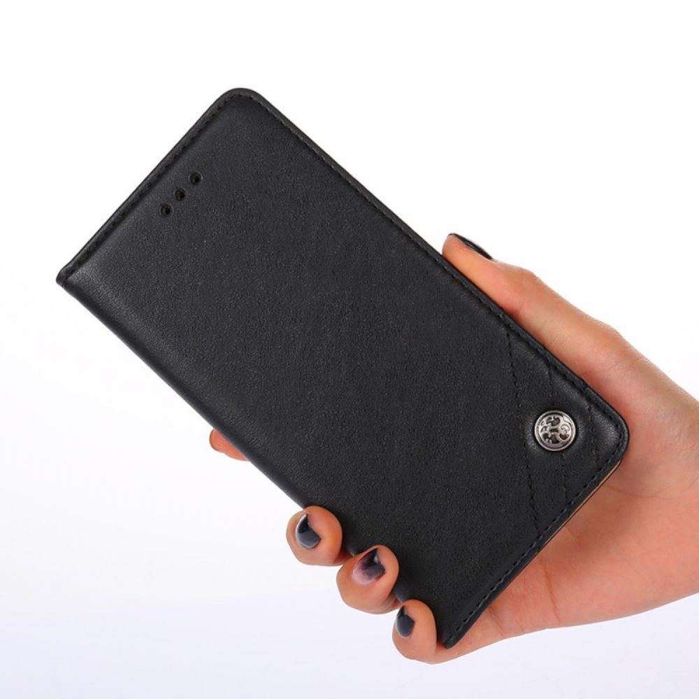 Bescherming Hoesje voor Poco M4 Pro 5G Folio-hoesje Rivet Lederen Stijl