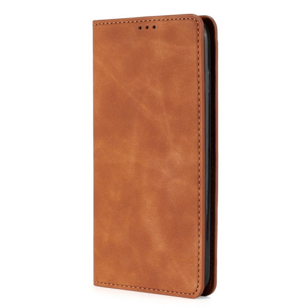 Bescherming Hoesje voor Poco M4 Pro 5G Folio-hoesje Skin-touch Leereffect