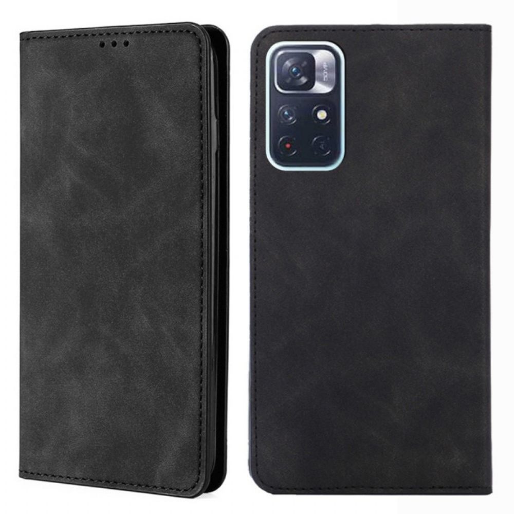 Bescherming Hoesje voor Poco M4 Pro 5G Folio-hoesje Skin-touch Leereffect