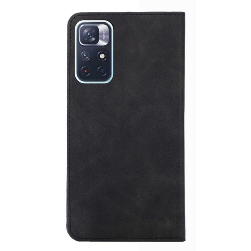 Bescherming Hoesje voor Poco M4 Pro 5G Folio-hoesje Skin-touch Leereffect