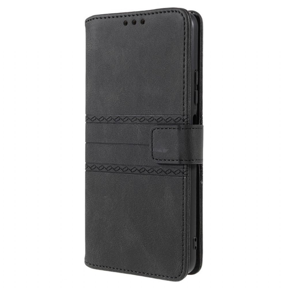 Flip Case voor Poco M4 Pro 5G Kant Naden