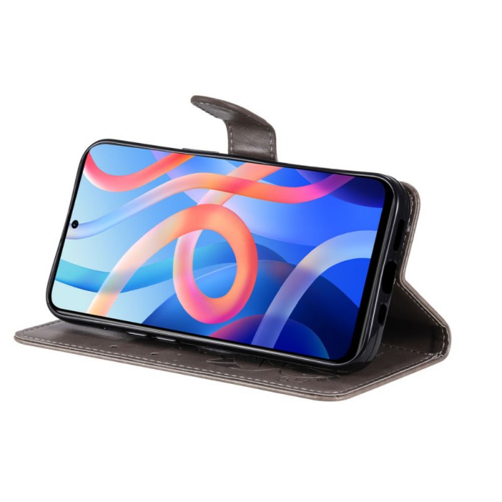 Flip Case voor Poco M4 Pro 5G Met Ketting Kat En Bij Met Riem