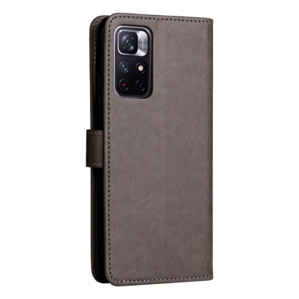 Flip Case voor Poco M4 Pro 5G Met Ketting Kat En Bij Met Riem