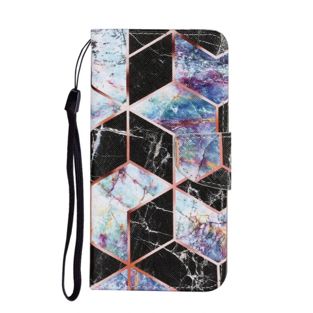 Folio-hoesje voor Poco M4 Pro 5G Geometrische Marmeren Stijl