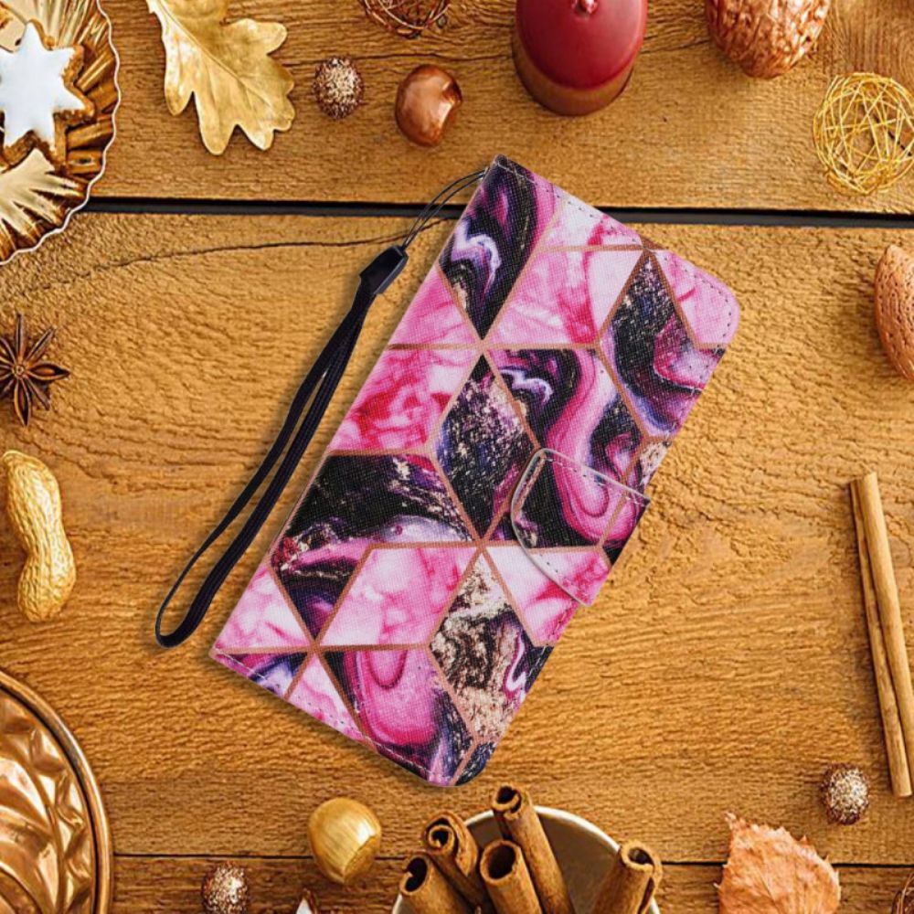 Folio-hoesje voor Poco M4 Pro 5G Geometrische Marmeren Stijl