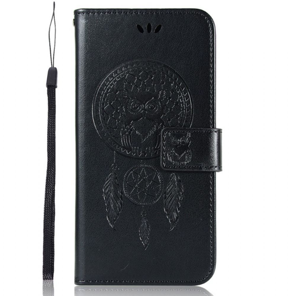 Folio-hoesje voor Poco M4 Pro 5G Lederen Effect Dromenvanger Uil