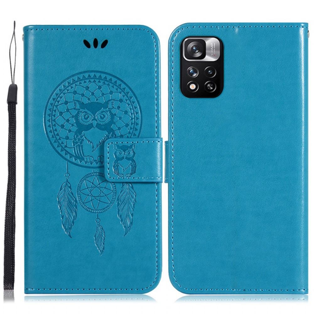 Folio-hoesje voor Poco M4 Pro 5G Lederen Effect Dromenvanger Uil