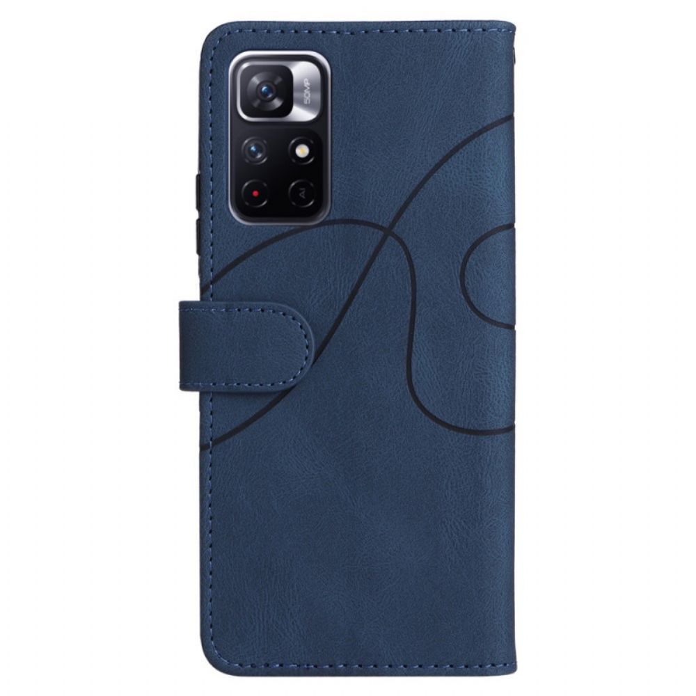 Folio-hoesje voor Poco M4 Pro 5G Signature Tweekleurig Kunstleer