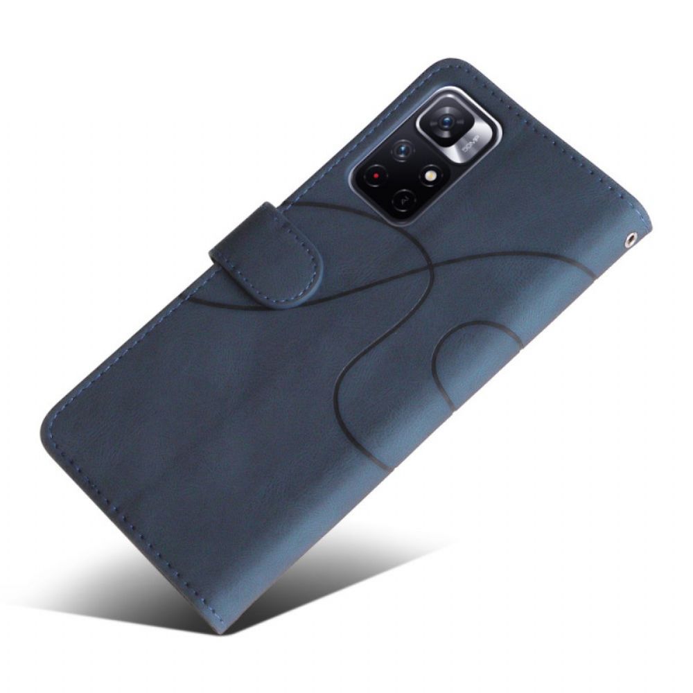 Folio-hoesje voor Poco M4 Pro 5G Signature Tweekleurig Kunstleer