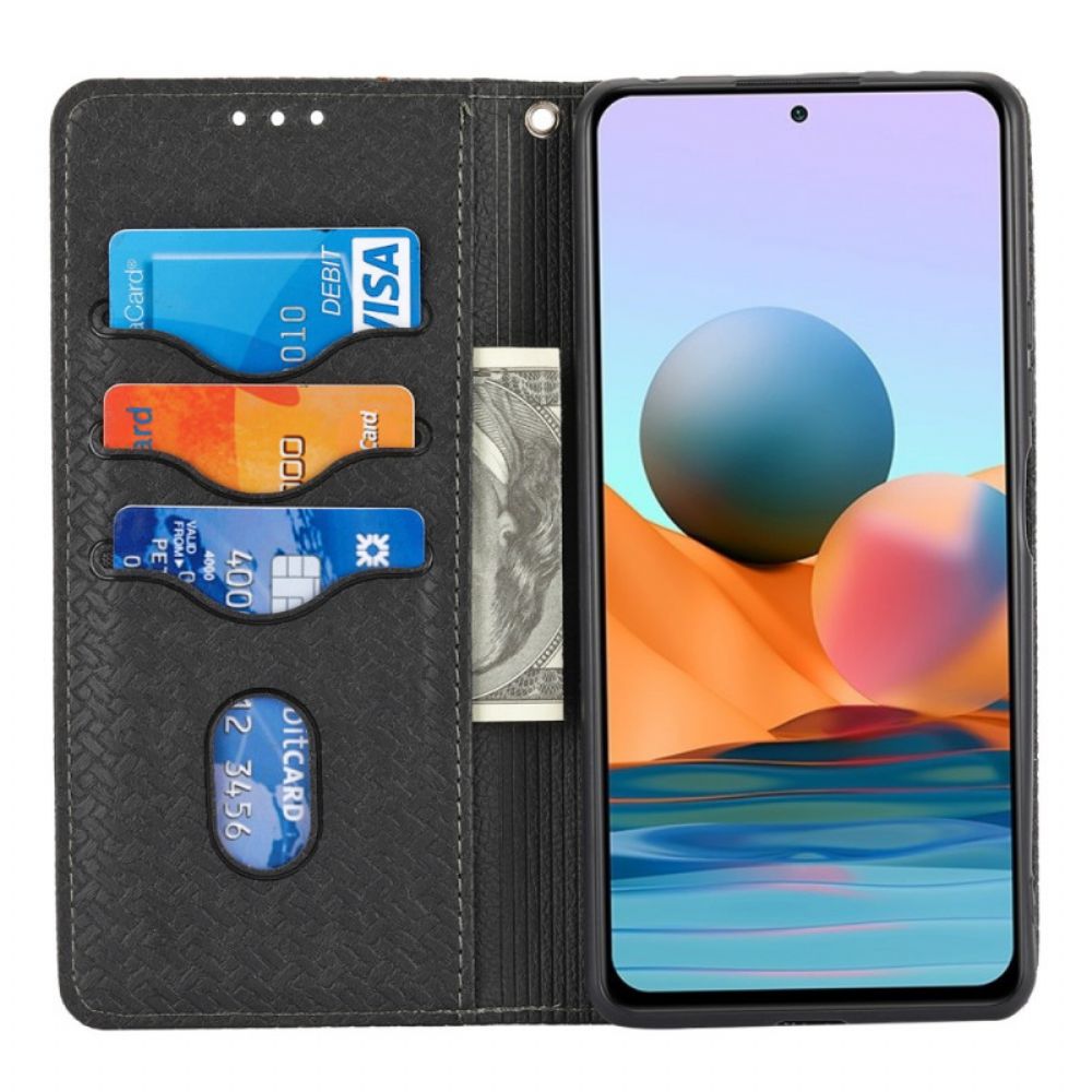 Leren Hoesje voor Poco M4 Pro 5G Met Ketting Stijl Geweven Leren Band
