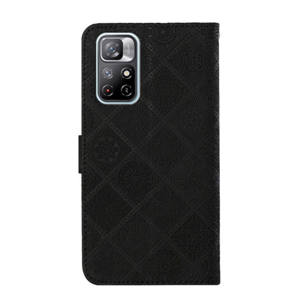 Leren Hoesje voor Poco M4 Pro 5G Tapijtpatroon