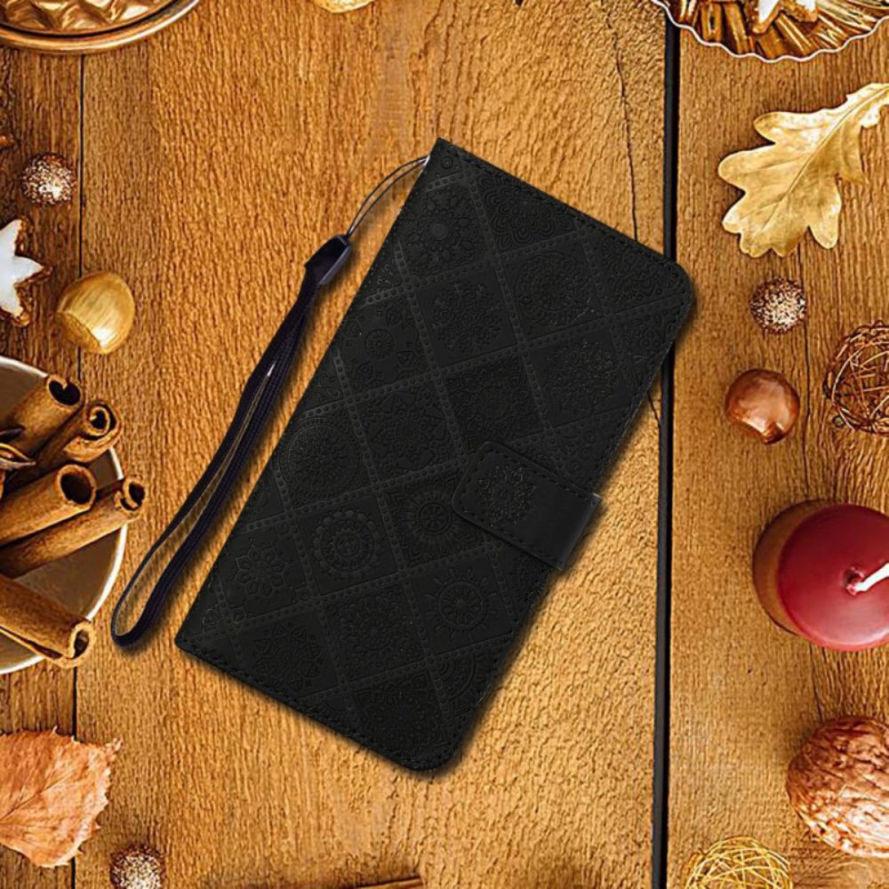 Leren Hoesje voor Poco M4 Pro 5G Tapijtpatroon