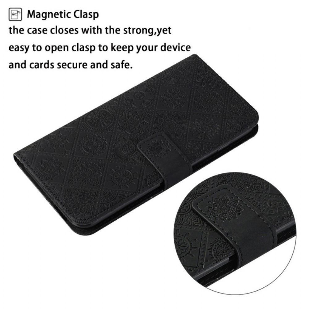 Leren Hoesje voor Poco M4 Pro 5G Tapijtpatroon
