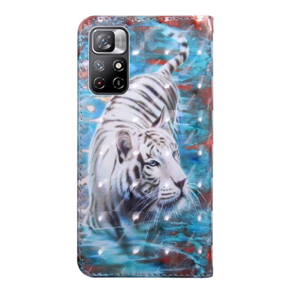 Leren Hoesje voor Poco M4 Pro 5G Tijger In Het Water