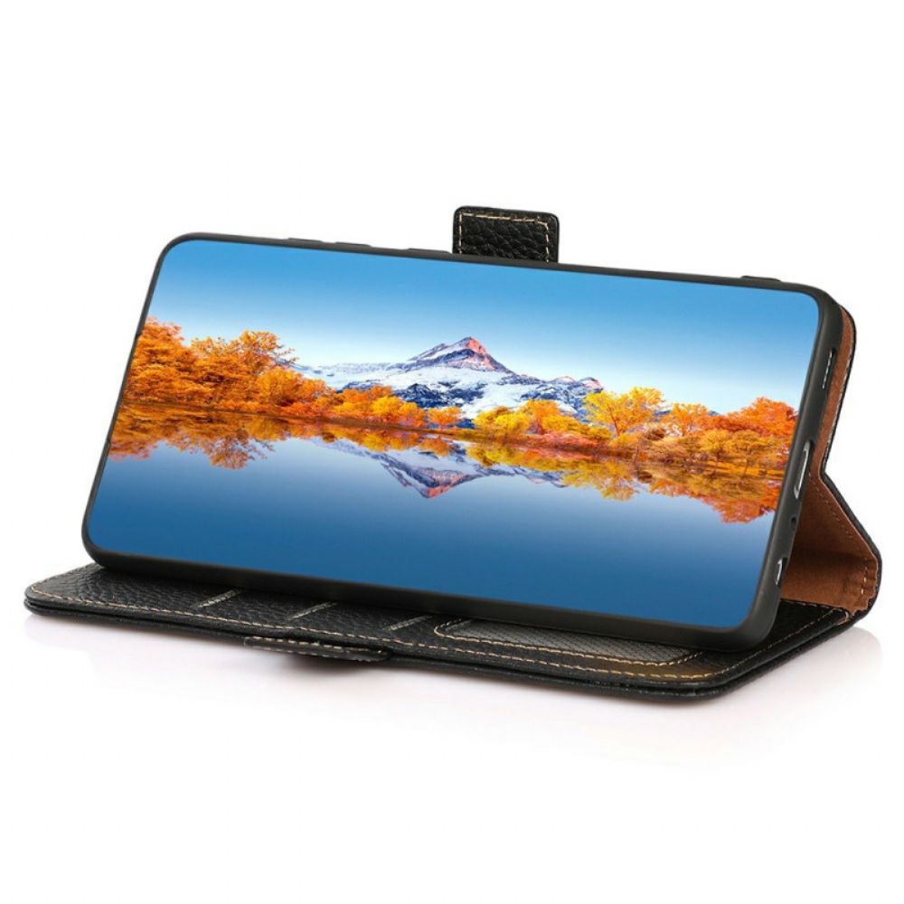 Flip Case Leren iPhone 17 Pro Khazneh Rfid-bescherming Van Getextureerd Leer