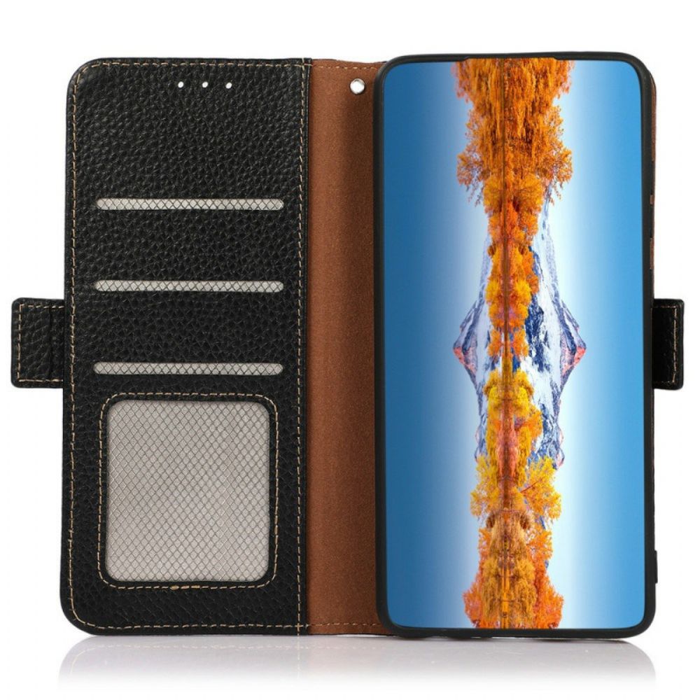 Flip Case Leren iPhone 17 Pro Khazneh Rfid-bescherming Van Getextureerd Leer