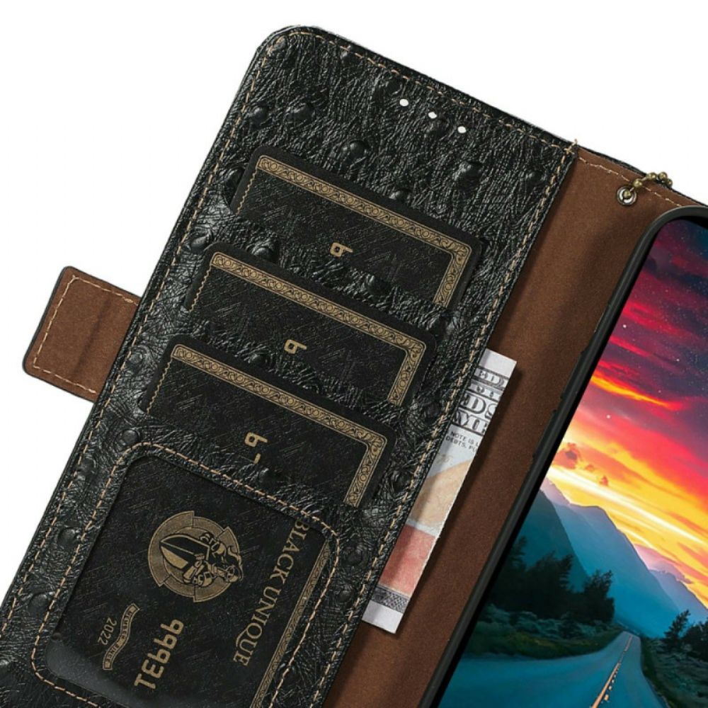Folio-hoesje iPhone 17 Pro Struisvogelleer Met Textuur