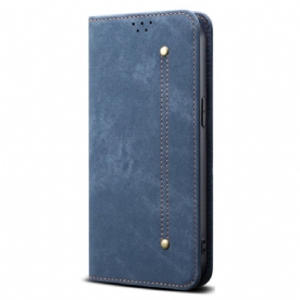 Folio-hoesje iPhone 17 Pro Telefoonhoesje Denimstof