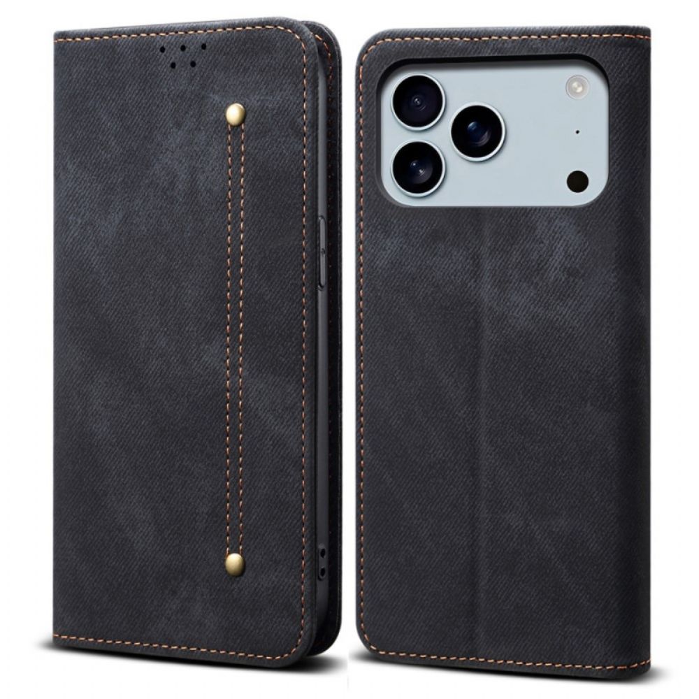 Folio-hoesje iPhone 17 Pro Telefoonhoesje Denimstof