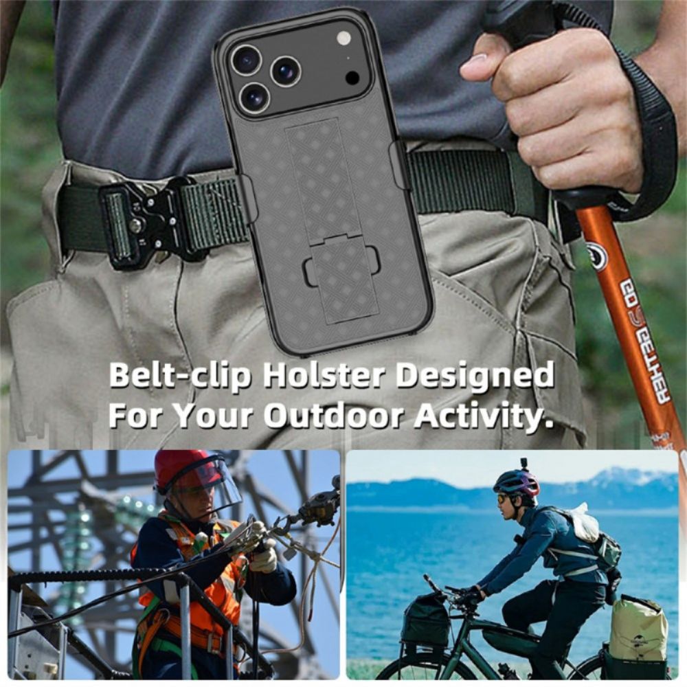 Hoesje iPhone 17 Pro Schuifbaar Met Standaard En Clip Bescherming Hoesje