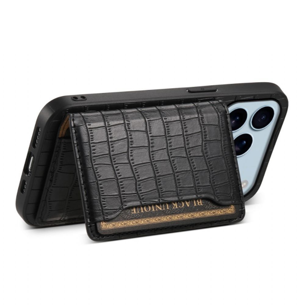 Hoesje Voor iPhone 17 Pro Kaarthouder Met Krokodillenprint