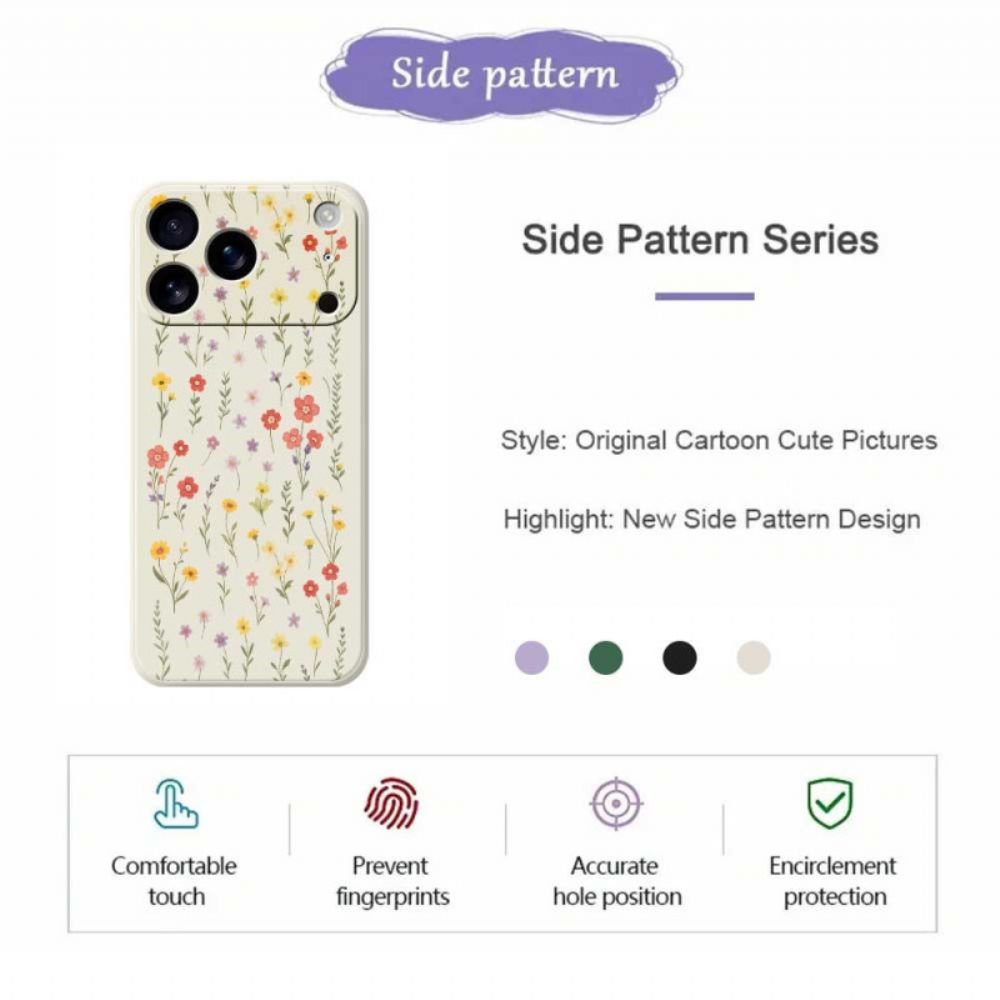 Hoesje Voor iPhone 17 Pro Vloeibare Siliconen Met Bloemen