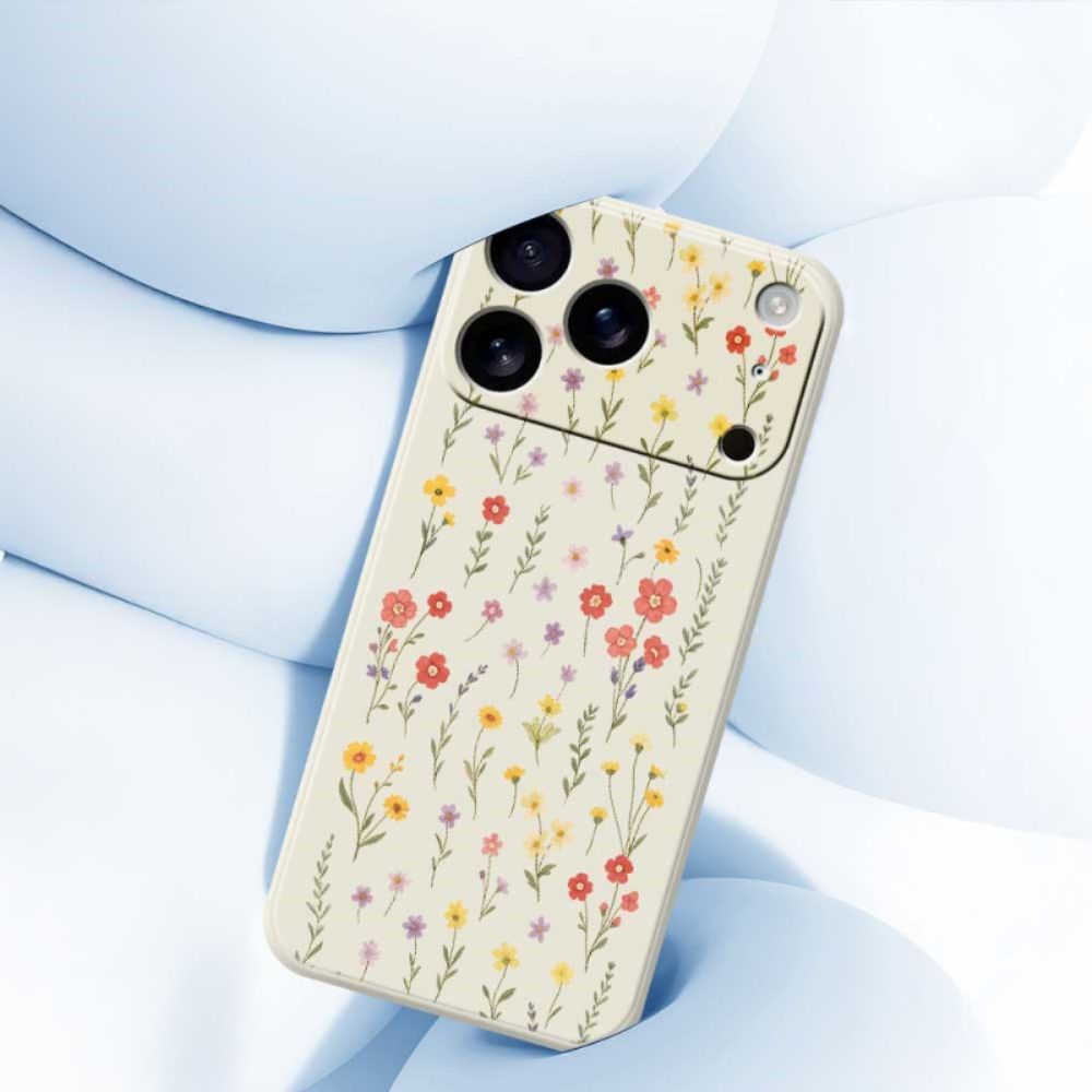 Hoesje Voor iPhone 17 Pro Vloeibare Siliconen Met Bloemen