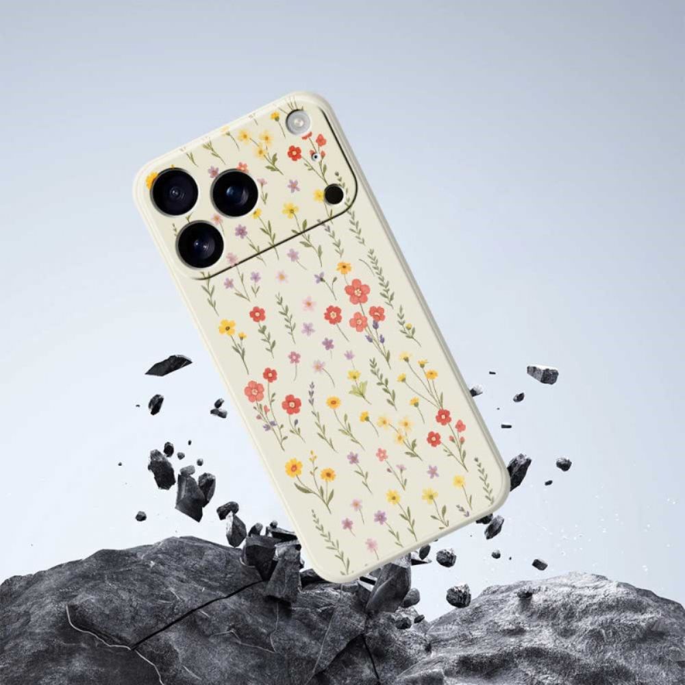 Hoesje Voor iPhone 17 Pro Vloeibare Siliconen Met Bloemen