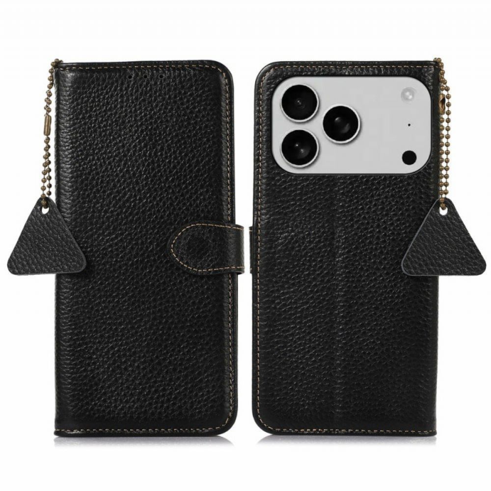 Leren Hoesje iPhone 17 Pro Rfid-blokkerend Leer Met Textuur Bescherming Hoesje