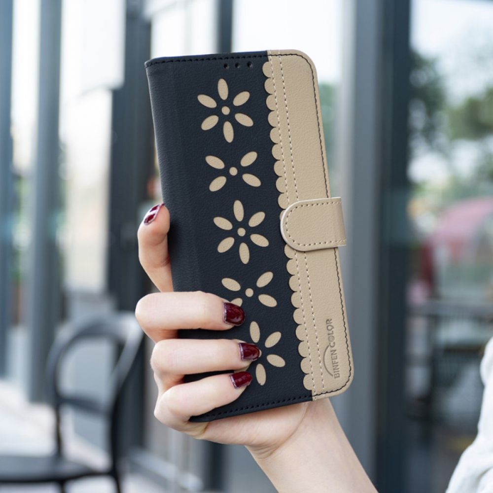 Flip Case Leren Xiaomi Redmi Note 14 Pro 4g Tweekleurig Binfen Color