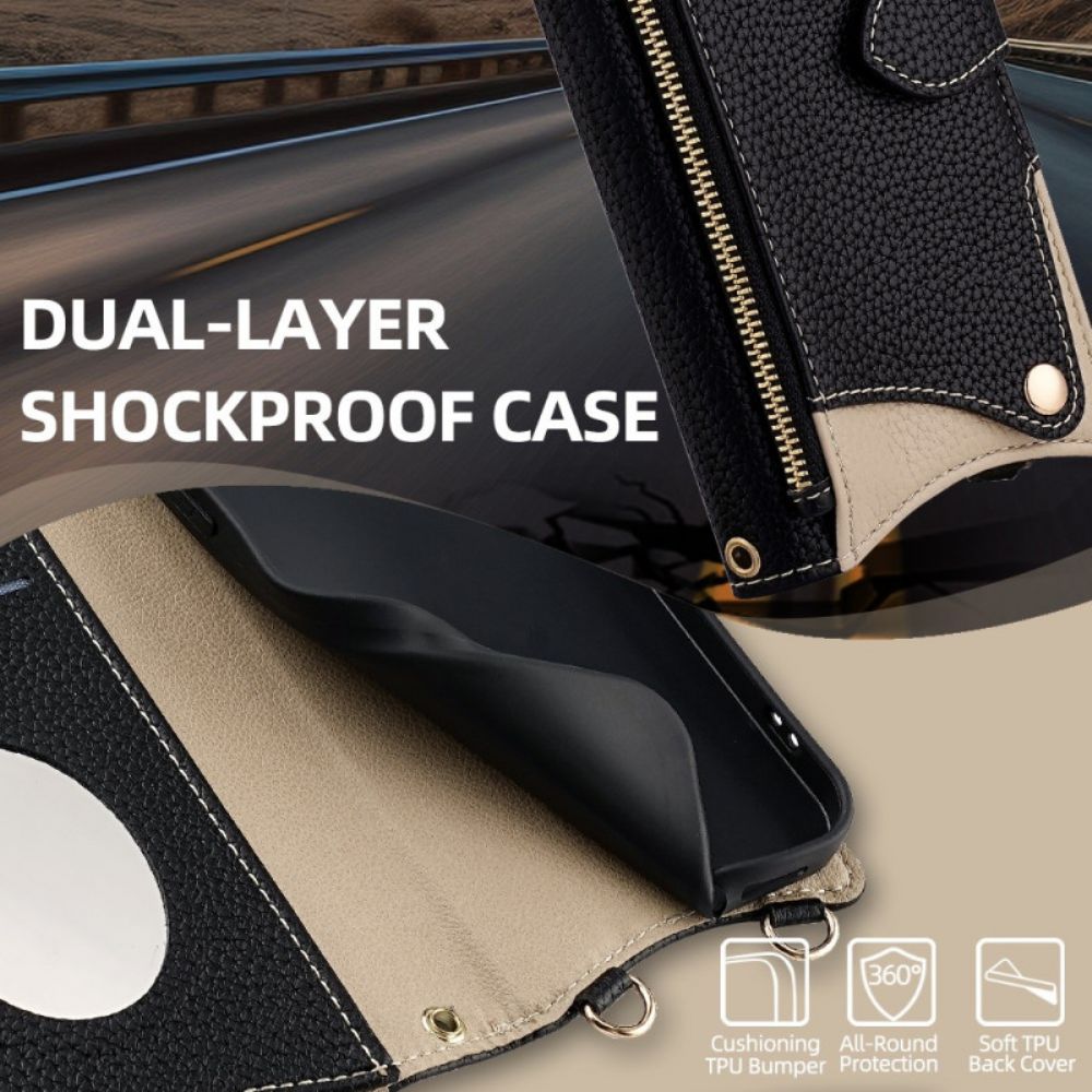 Flip Case Leren Xiaomi Redmi Note 14 Pro 4g Tweekleurige Portemonnee Met Ketting