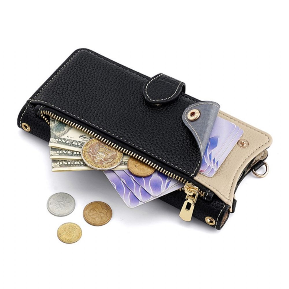 Flip Case Leren Xiaomi Redmi Note 14 Pro 4g Tweekleurige Portemonnee Met Ketting