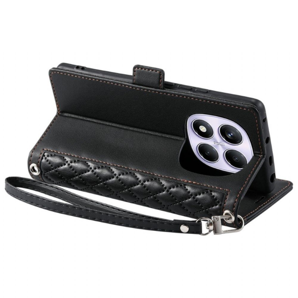 Folio-hoesje Xiaomi Redmi Note 14 Pro 4g Telefoonhoesje Gewatteerd Met Bandje