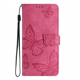 Folio-hoesje Xiaomi Redmi Note 14 Pro 4g Telefoonhoesje Suède-effect Vlinders