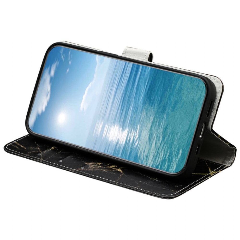 Folio-hoesje Xiaomi Redmi Note 14 Pro 4g Telefoonhoesje Zwart En Goud Marmer