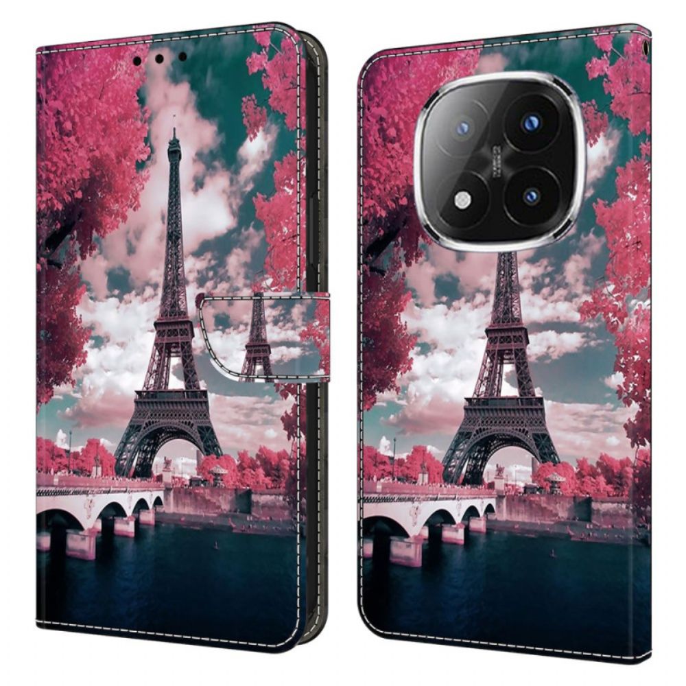 Leren Hoesje Voor Xiaomi Redmi Note 14 Pro 4g Eiffeltoren