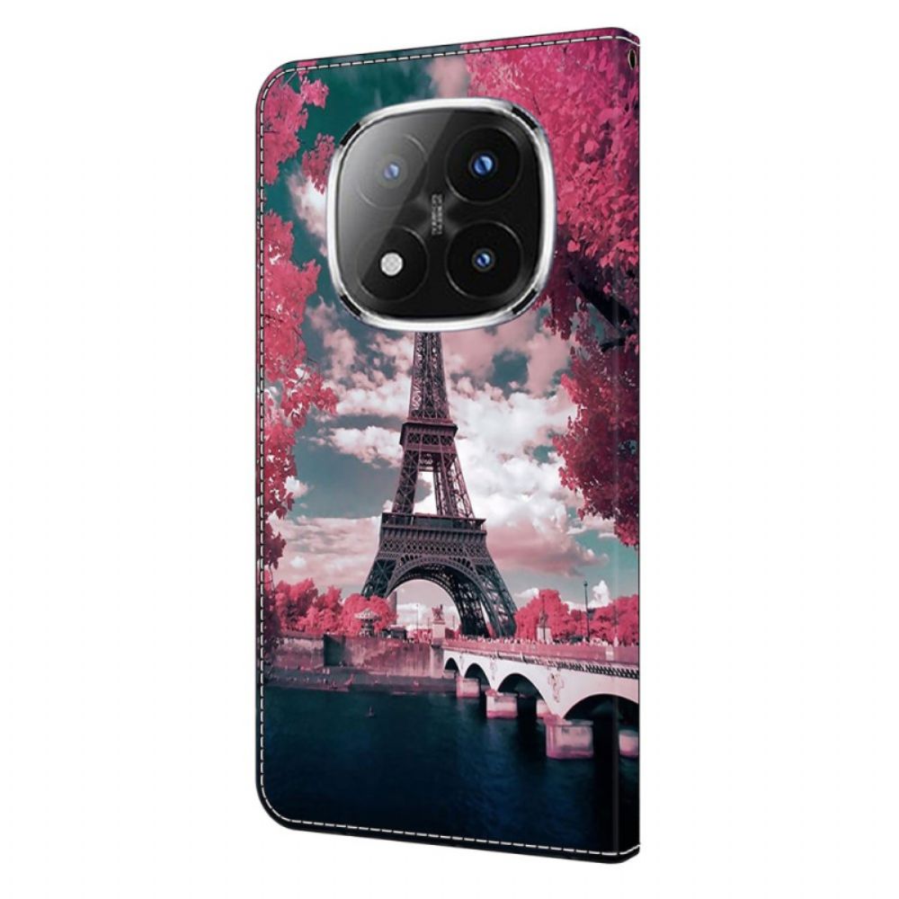 Leren Hoesje Voor Xiaomi Redmi Note 14 Pro 4g Eiffeltoren