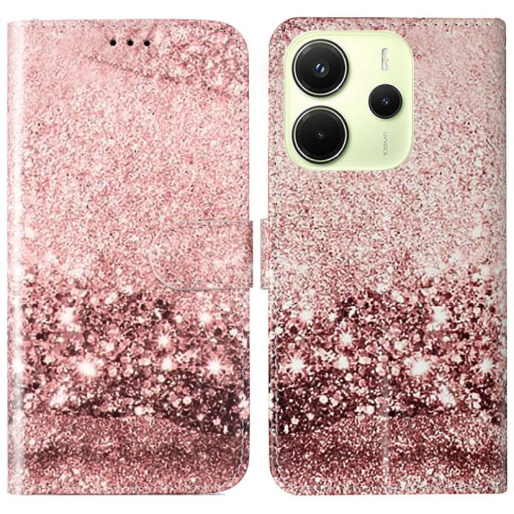 Leren Hoesje Voor Xiaomi Redmi Note 14 Pro 4g Roségoud Marmer