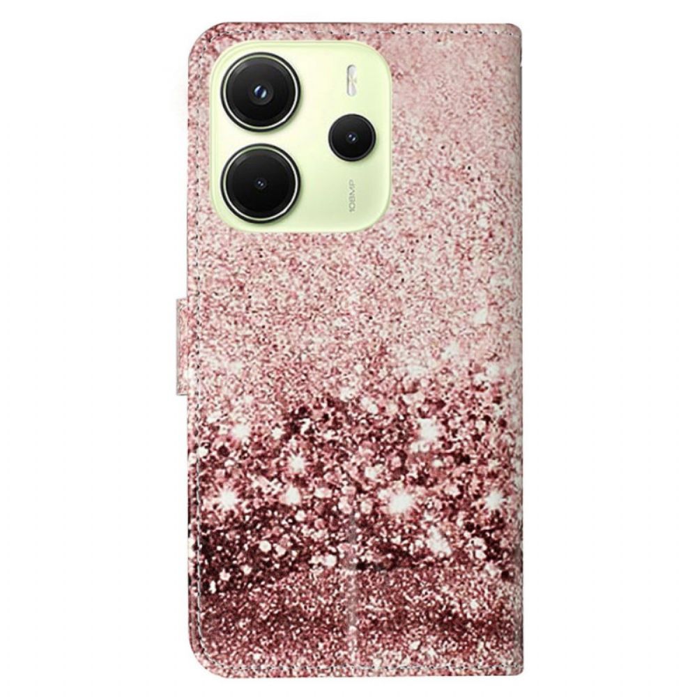 Leren Hoesje Voor Xiaomi Redmi Note 14 Pro 4g Roségoud Marmer